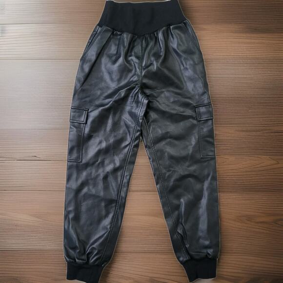 Cinq a Sept Giles Vegan Leather Cargo Joggers Pants Women's Small High Rise - Picture 1 of 9